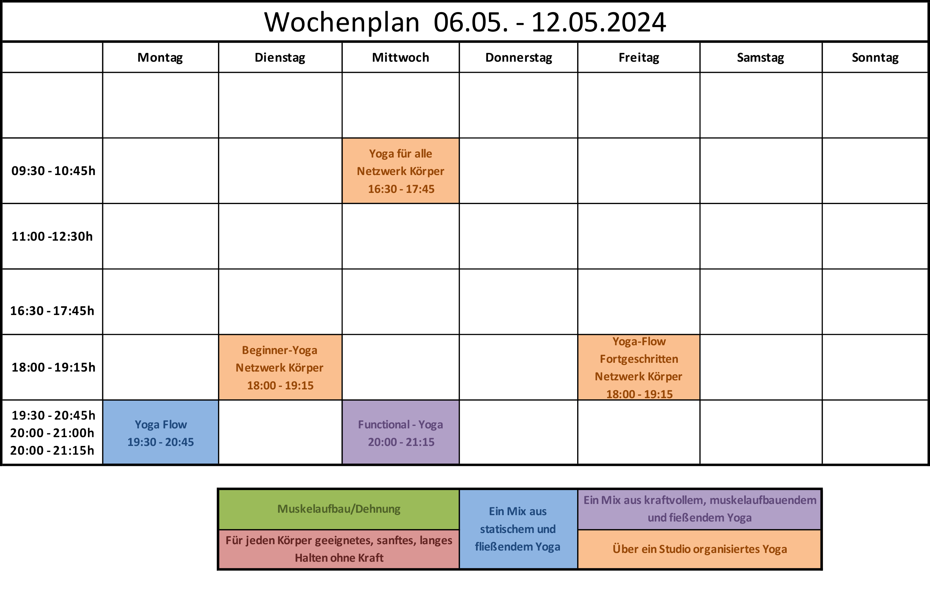 Wochenplan 06.05.-12.05.2024